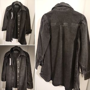 NWT ASOS DESIGN Puff Sleeve Denim Shirt Dress in Washed Black